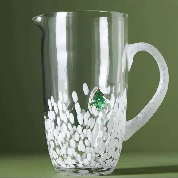 NWT RARE Anthropologie FESTIVE Icon Glass Pitcher Holiday Christmas Tree NEW